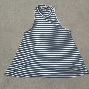 Altar'd State mock neck ribbed knit tank gray & white stripe small